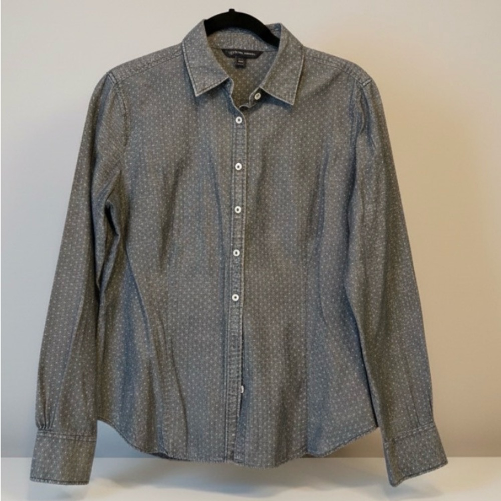 346 Brooks Brothers Polka Dot Chambray Button Front Shirt